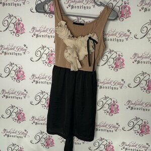 Püsch dress mini ruffle flowers tie up Chic Two-Tone Dress with Floral Detail